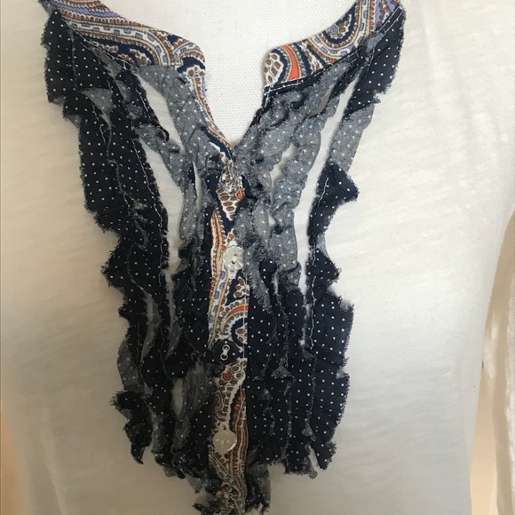 Anthropologie postage stamp white Henley shirt - Picture 2 of 6